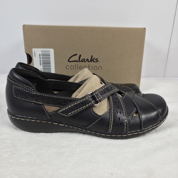Clarks Shoes - Clarks Women's Size 8.5 M Ashland Spin Q Black Leather Shoes